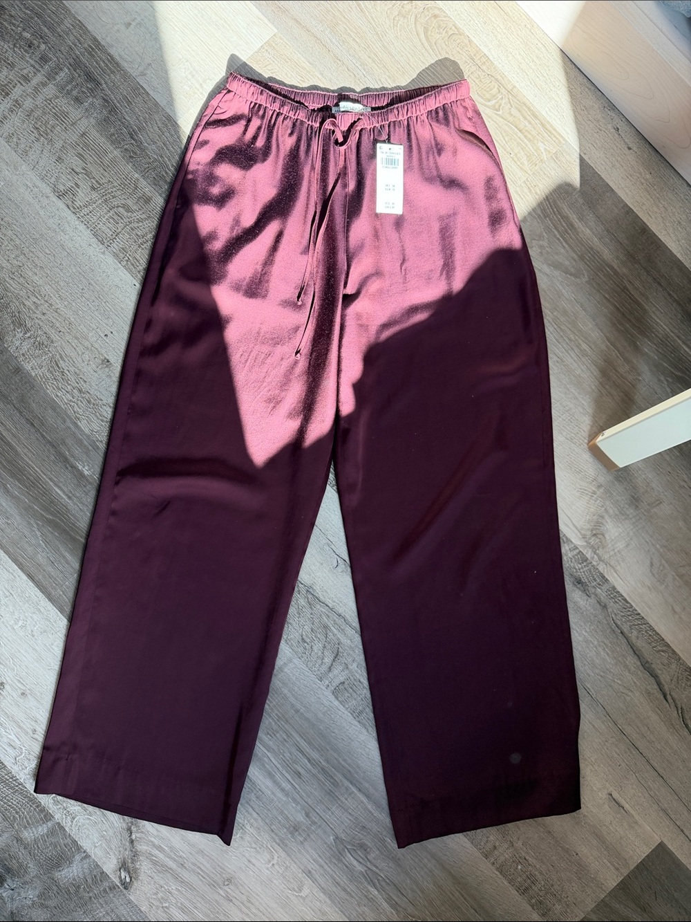 Womens Wide-Leg Drawstring Pants - Burgundy